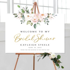 Pink Floral Bridal Shower Welcome Sign (DIY Printable)