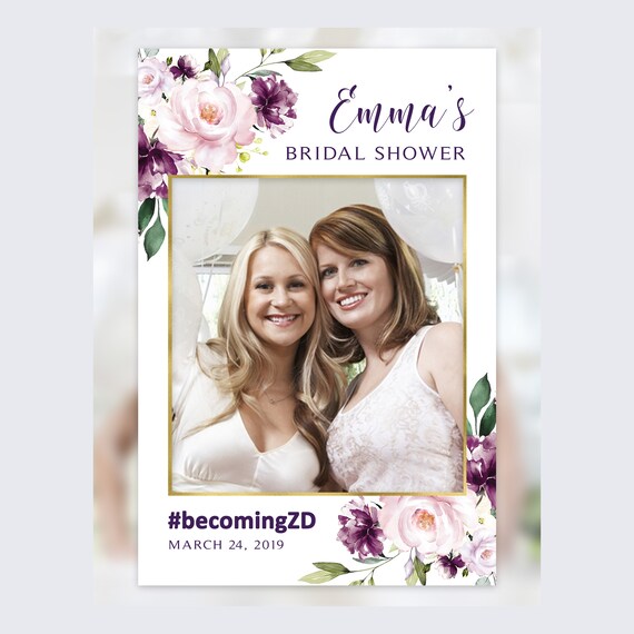 Purple Floral Bridal Shower Photo Booth Frame Photo Frame Etsy