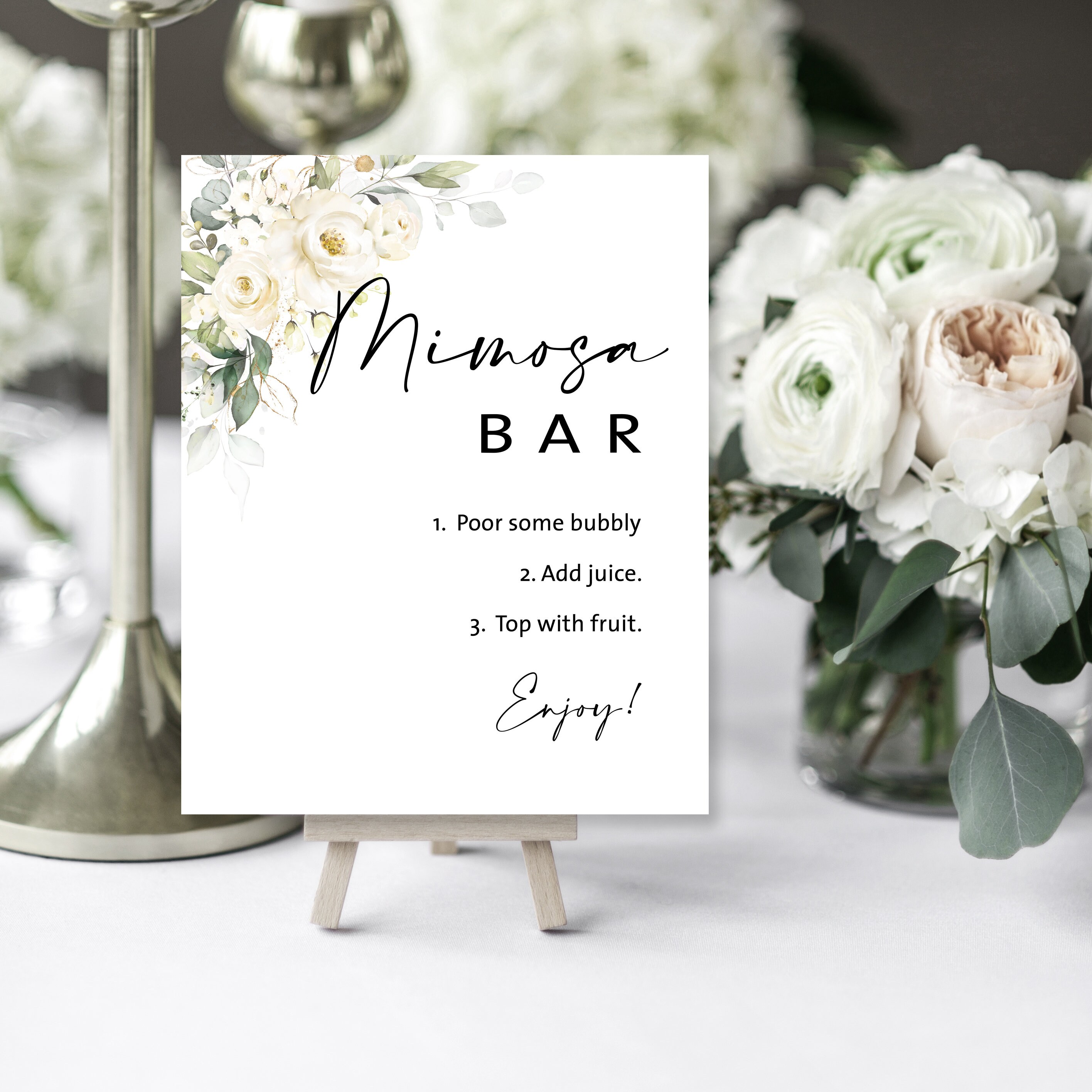 Mimosa Bar, Open Bar Wedding Bar Menu Sign and Cocktail Bar Sign for Wedding and Special events., Size: 8 x 10