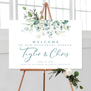 Greenery Rehearsal Dinner Sign and Bonus Printable | Digital Download | Welcome Sign | Rehearsal Dinner | Welcome | Ethereal Eucalyptus
