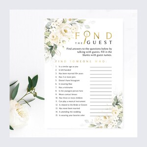 Greenery Bridal Shower Game: Find The Guest, Roses (Digital Download)
