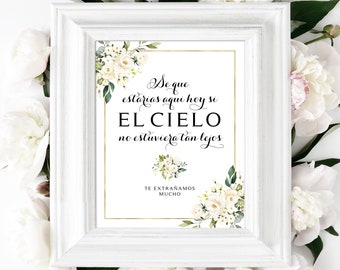 In Loving Memory Spanish Quotes Greenery Se Que Estarias Aqui Hoy 8 X 10 Cream Roses | Etsy