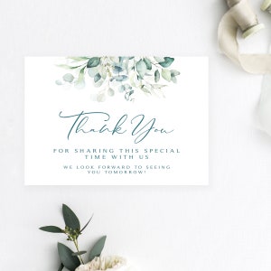Eucalyptus Thank You Card: Rehearsal Dinner Printable (Digital Download)