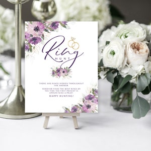 Purple Floral Ring Hunt Bridal Shower Game (Digital Download)