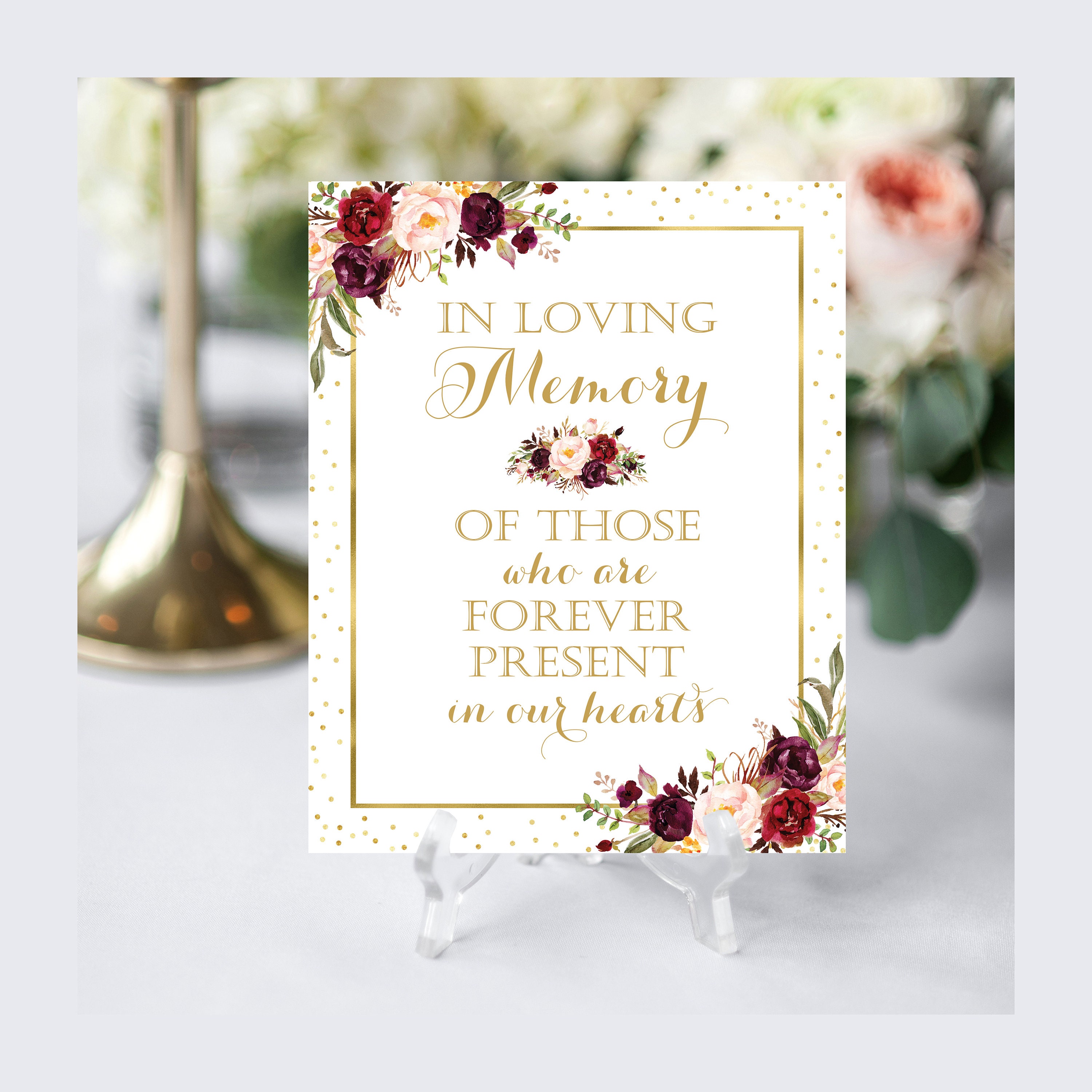Paper & Party Supplies Dark Burgundy Printable Wedding In Loving Memory ...