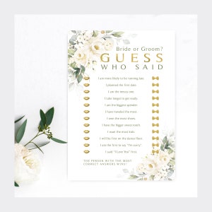 Greenery Bridal Shower Game: Guess Who Said It (Digital Download)