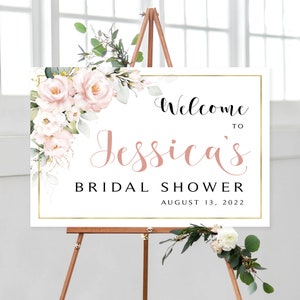 Pink Floral Bridal Shower Welcome Sign (Digital Download)