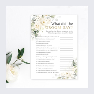 Greenery Bridal Shower Game: What Did the Groom Say (Digital Download)