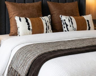 Terracotta Decorative Pillow Set & Matching Abstract Throw Blanket