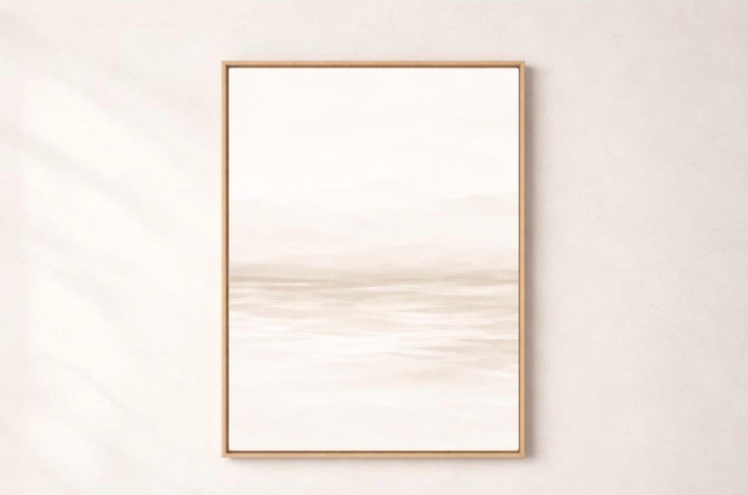 Minimalist Horizon Wall Art Light Neutral Abstract Print Beige ...