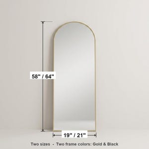 Arched mirror available in sizes 58x19 and 64x21 inch