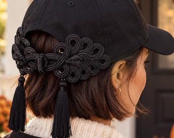 Chinese Knot Baseball Cap for Women with Double Tassels, Decorative Everyday Streetwear Accessory