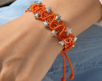 Adjustable Star Friendship Bracelet, Handwoven Cotton Linen Best Friend Gift for College Roommates