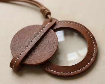 Vintage  Magnifier Necklace 3X Reading Lens Gift for Dad Book Lover Accessory