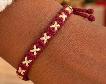 Woven Cotton Star Friendship Bracelet, Adjustable Cord Jewelry, Christmas Gift for Friend