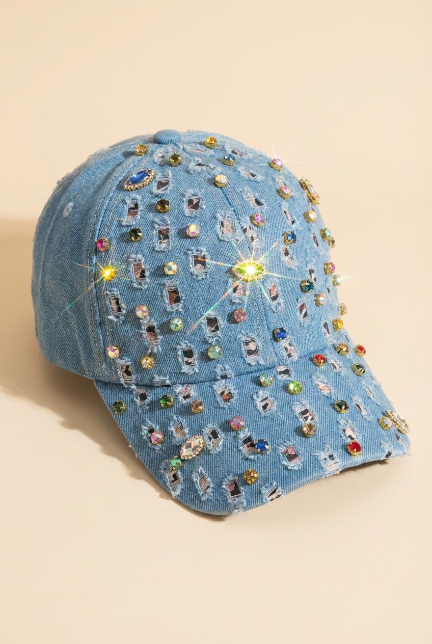 Rhinestone Denim Cap - Etsy display picture 2