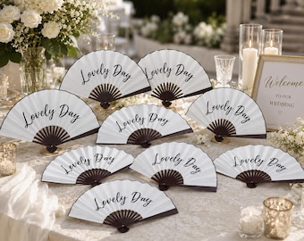 Sandalwood Fans for Guests, Custom Wedding Hand Fans, Personalized Wedding Fans, Bridesmaid Gift, Wedding Favor Fans