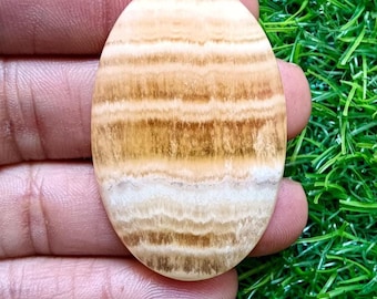 Yellow Calcite Cabochon | Polished Crystal Stone, Handmade Jewelry Supply