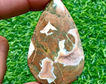 Polished Rainforest Jasper Cabochon | Statement Jewelry Making (44x33x6mm) weight  carat 73