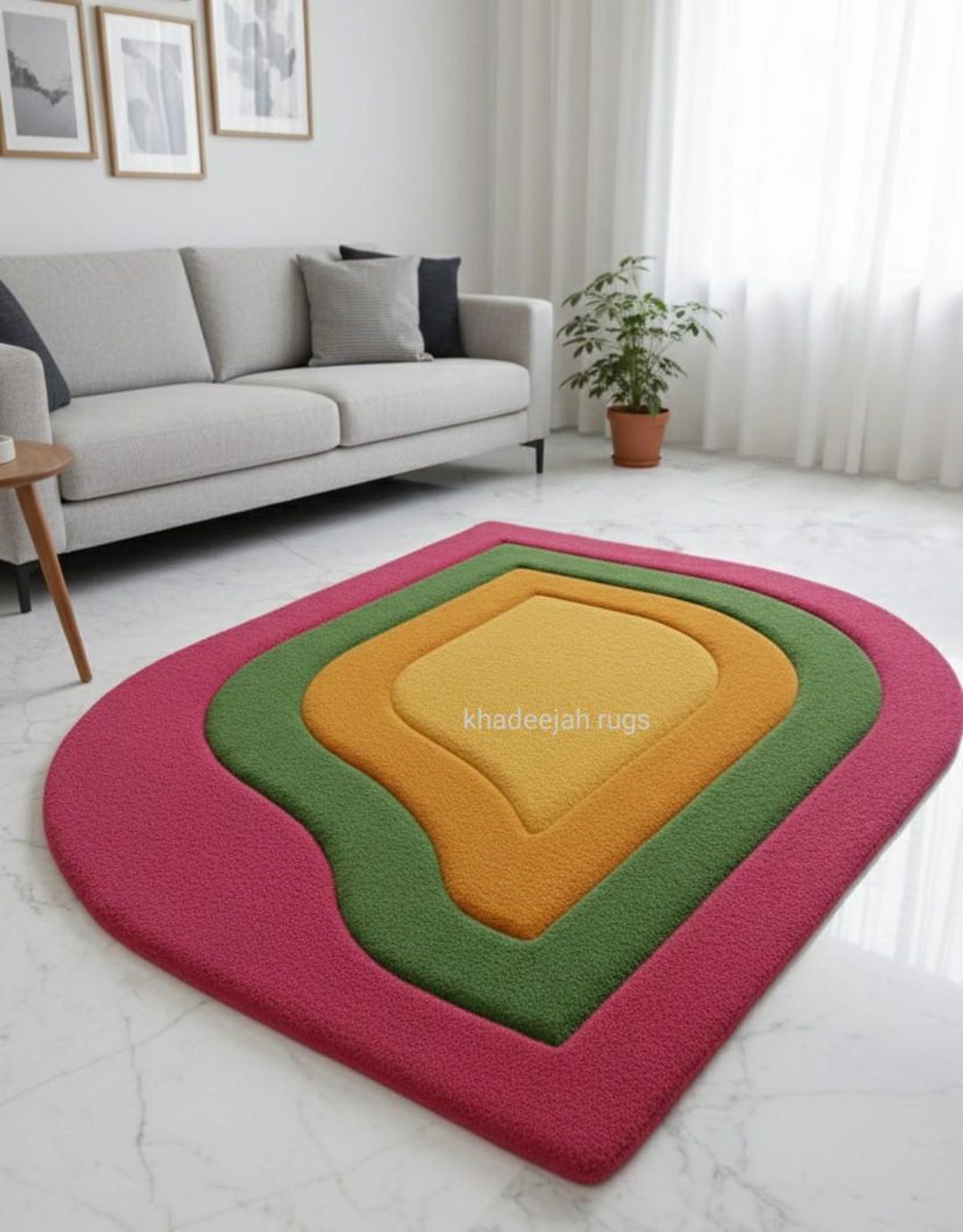 Hand Tufted Wool Abstract Area Rug – Colorful Modern Carpet - Etsy