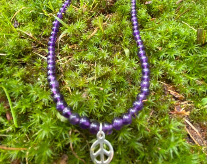Amethyst Peace Sign Choker