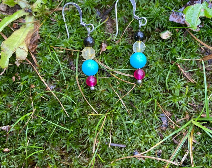 Turquoise/citrine earrings for solar plexus and thymus chakras