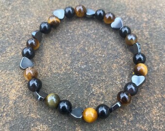 Love and Protection Bracelet with Hematite Hearts