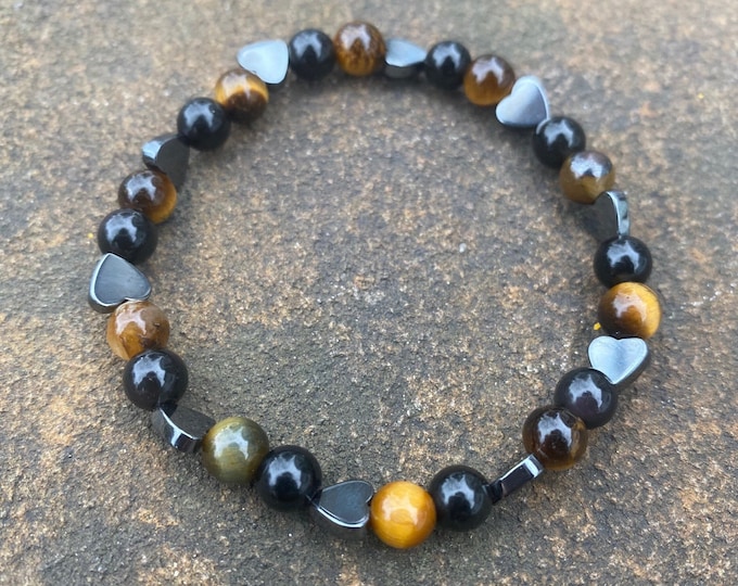 Love and Protection Bracelet with Hematite Hearts