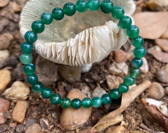 Green Striped Agate Heart Chakra Bracelet