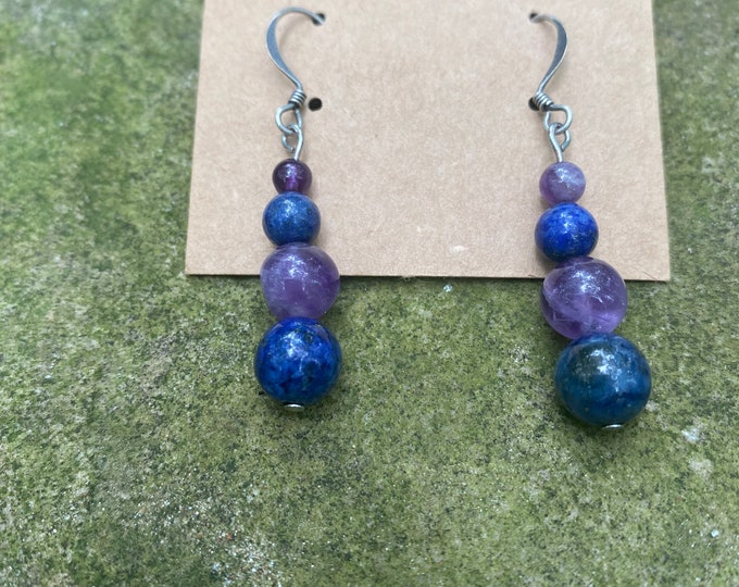 Amethyst and Lapis Spiritual Communication Earrings