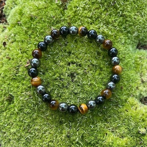 Kids Protection Bracelet with hematite, tigers eye and obsidian