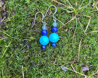 Turquoise and Lapis Throat Chakra Earrings