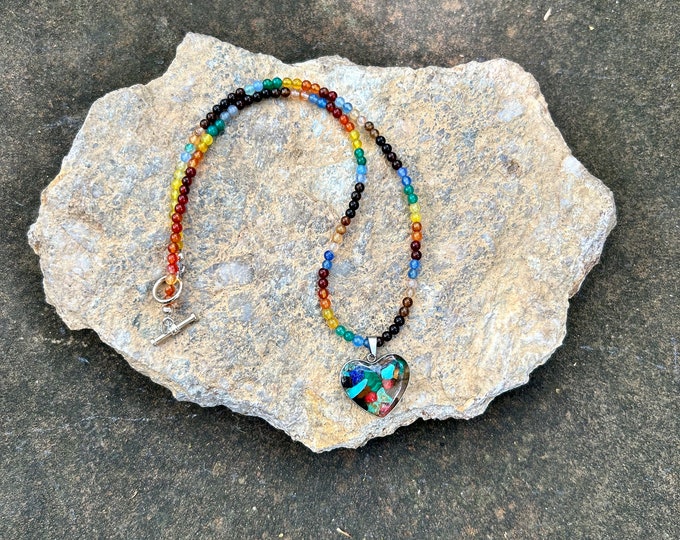 Pride Agate Necklace with LGBTQ + color pattern