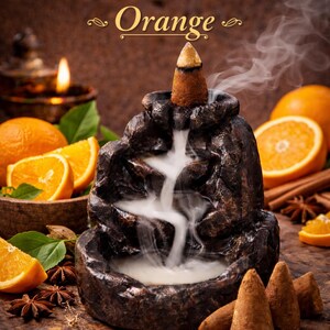 Orange Backflow Rökelsekottar | Naturlig örtbaserad vattenfallsrök, Doft