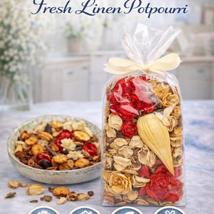 Potpurri av färskt linne | Naturlig botanisk hemdoft, 140 g, Doft