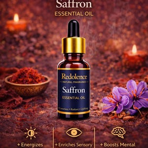 Aceite esencial de azafrán / Aceite de lujo para difusor, ideal para la relajación y crear un ambiente espiritual.