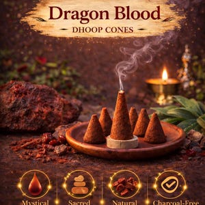 Drachenblut Rückfluss Räucherkegel | Wasserfall Rauch für Brenner | Tiefes Harz, Aroma für Meditation, Schutz & Entspannung