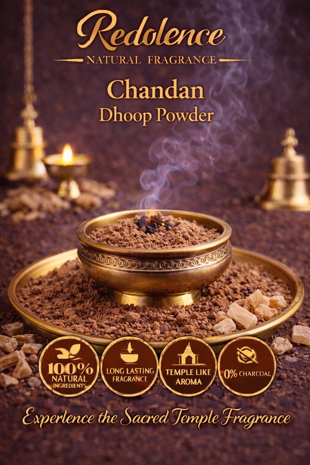 Chandan Dhoop Powder | Natural Sandalwood Incense for Charcoal Burning ...