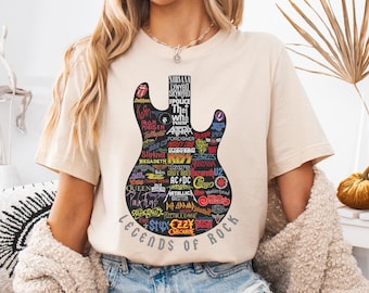 Legends of Rock T-Shirt, Vintage Guitar Graphic Tee, Classic Rock Music Fan Shirt, Retro Band Concert Tee, Music Lovers Gift Apparel