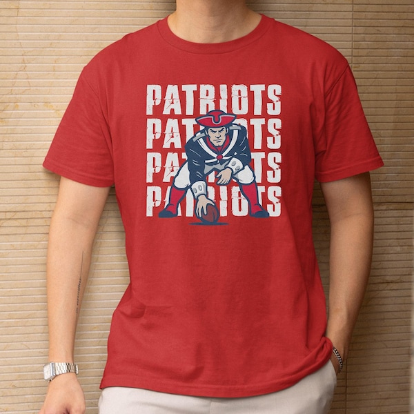 New England Stacked Text Style Personalized Design, Vintage Style Animated Supporter Logo Graphic Tee, Custom Gift For Fans Unisex T-Shirt