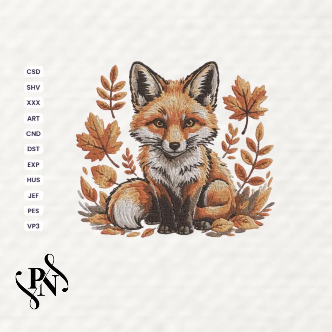 Autumn Fox Machine Embroidery Design | Woodland Animal Pattern (digital ...