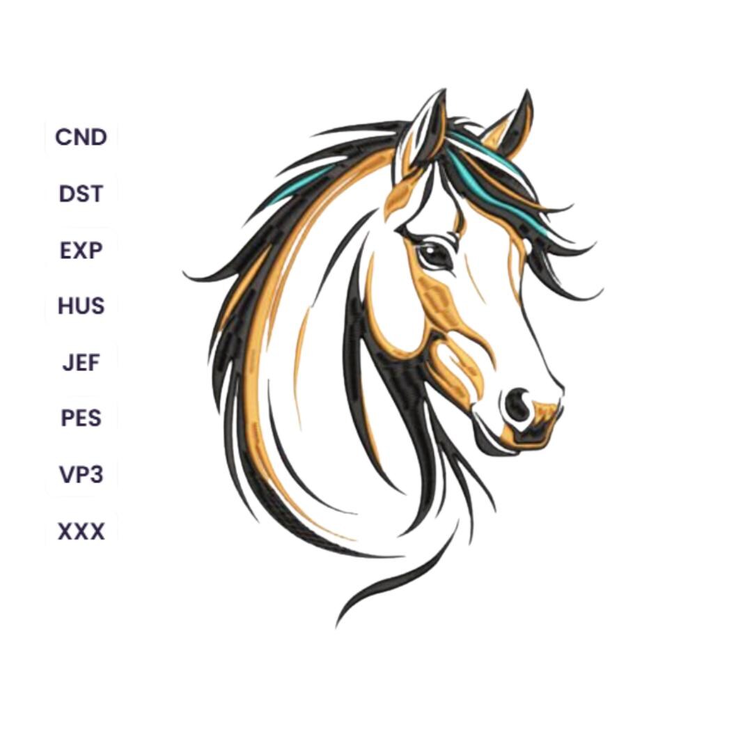 Elegant Horse Head Embroidery Design – Equestrian Wall Art & Applique ...