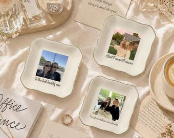 Bandeja para anillos con texto personalizado, bandeja para joyas personalizada, recuerdo para la mejor amiga, regalo para mejores amigas, regalo para despedida de soltera, soporte para anillos de boda