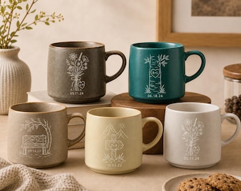 Taza de café personalizada para parejas, taza con iniciales y fecha personalizadas, regalo romántico de aniversario, regalo de compromiso, taza de cerámica para él y para ella