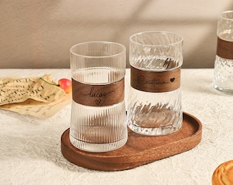 Taza de café de cristal personalizada, taza grabada con láser, vaso de café personalizado, taza de cristal para mamá, regalo de dama de honor, regalo de cumpleaños