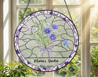 Atrapasueños de cristal personalizado con forma de flor, decoración de vidrieras hecha a mano, adorno floral para ventana, regalo del Día de la Madre para mamá, regalo para la abuela