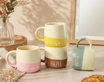 Taza de café de cerámica grabada a medida, taza de té personalizada, taza moderna moteada, regalo grabado para él, regalo del Día del Padre para papá