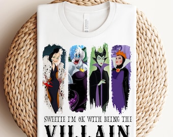 Relajándose como un villano, listo para imprimir, Disney Villanos Amigos DTF, transferencia de calor de Reinas Malvadas, camiseta de Villanos, camiseta de Amigos Malvados, camiseta de Viaje de Chicas