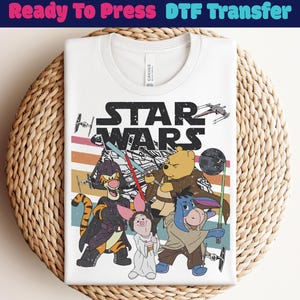 Nalle Puh Star Wars tryckklar, Disney Puh DTF-överföring, Puh och vänner DTF, Puh Hund-tröja, Disney familjeresa DTF