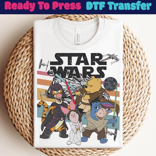 Winnie The Pooh Star Wars Ready To Press,Disney Pooh Bear DTF Transfer,Pooh Bear And Friends DTF,Pooh Bear Hunny Tee,Disney Family Trip DTF